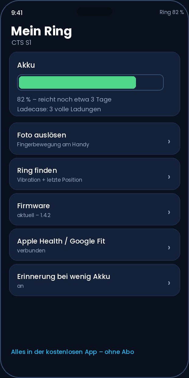 App-Ansicht Mein Ring