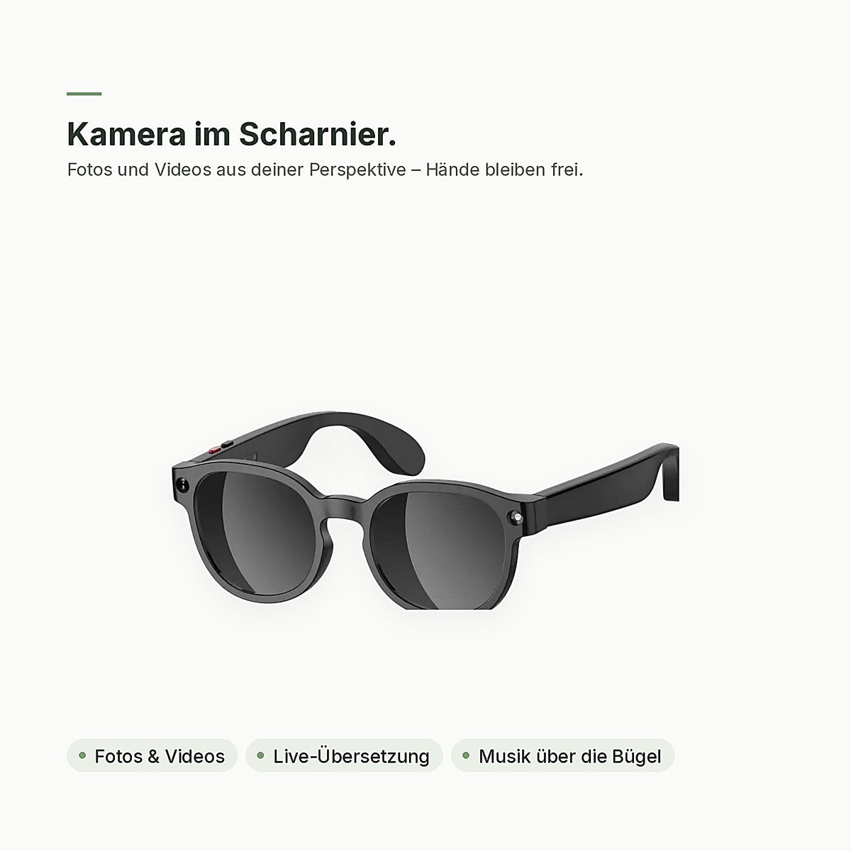 flynk G4 in Schwarz, Kamera im Scharnier