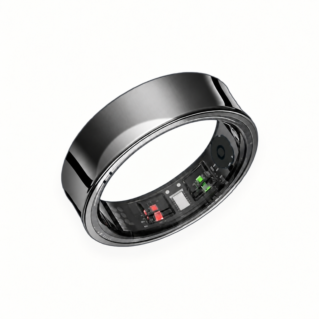 flynk R3 Smart Ring in Obsidian Schwarz – glatte Oberfläche und offene Ringmitte