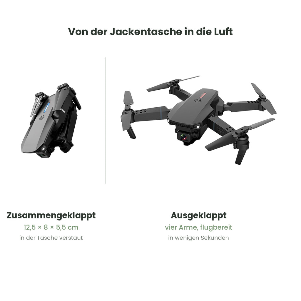 flynk V5 Max zusammengeklappt und ausgeklappt im Größenvergleich